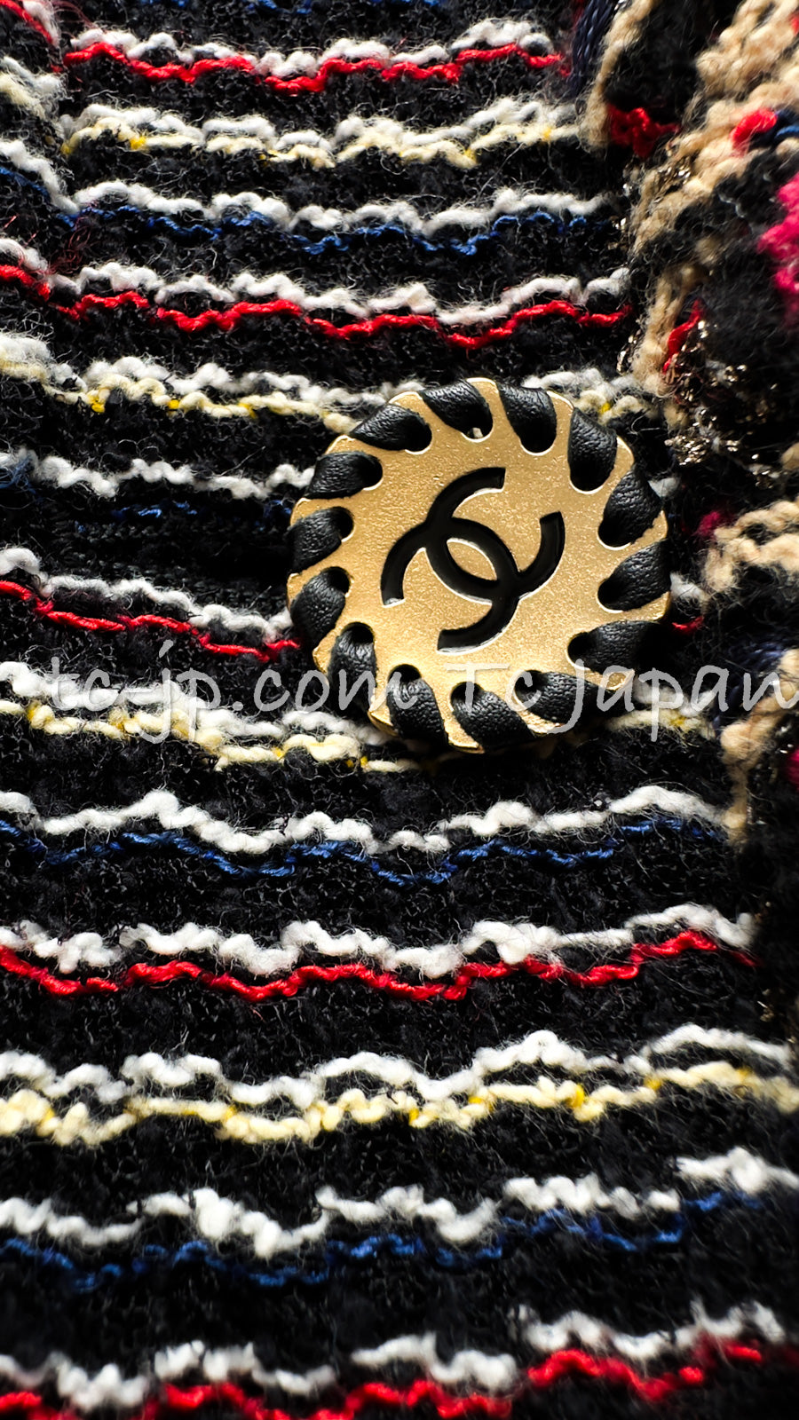 CHANEL 11C Black Border Multi Color Tweed Jacket 34 シャネル ブラック マルチカラー ストライプ ボーダー ツイード ジャケット 即発