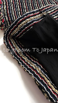 CHANEL 11C Black Border Multi Color Tweed Jacket 34 シャネル ブラック マルチカラー ストライプ ボーダー ツイード ジャケット 即発