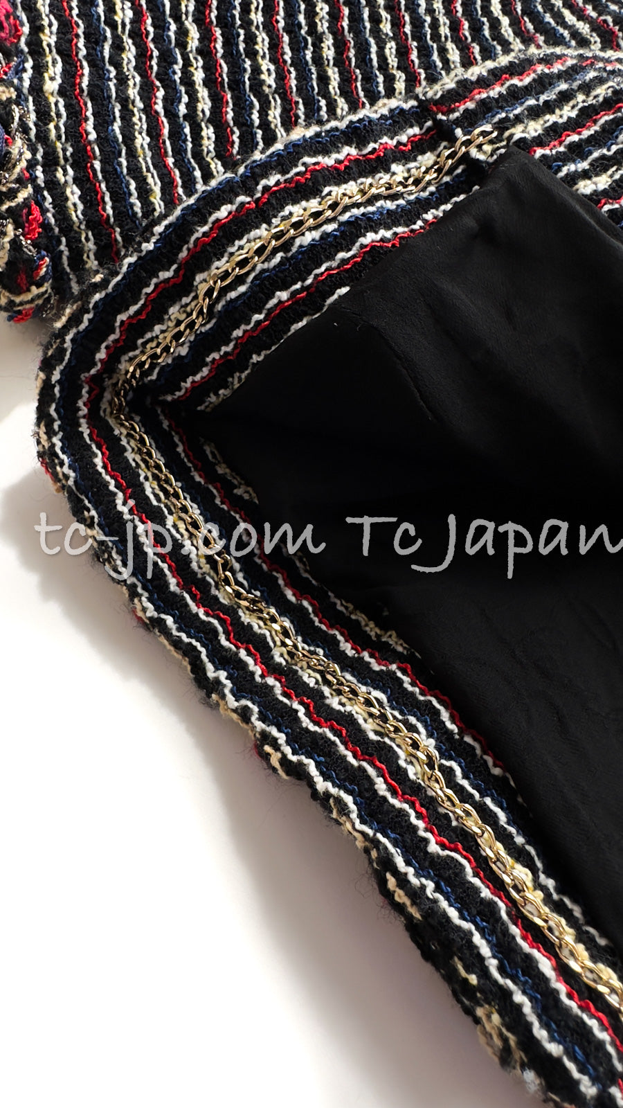 CHANEL 11C Black Border Multi Color Tweed Jacket 34 シャネル ブラック マルチカラー ストライプ ボーダー ツイード ジャケット 即発