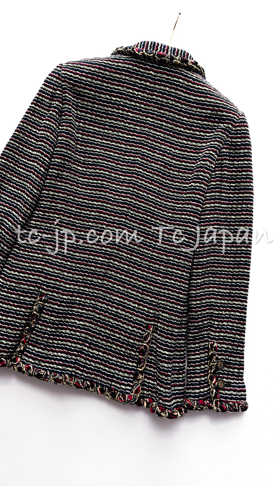 CHANEL 11C Black Border Multi Color Tweed Jacket 34 シャネル ブラック マルチカラー ストライプ ボーダー ツイード ジャケット 即発