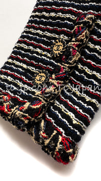 CHANEL 11C Black Border Multi Color Tweed Jacket 34 シャネル ブラック マルチカラー ストライプ ボーダー ツイード ジャケット 即発