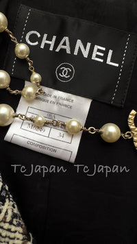 CHANEL 08A Black Brown Wool Stand Collar Tweed Jacket 34 シャネル ブラック ブラウン ウール スタンドカラー ツイード ジャケット 即発