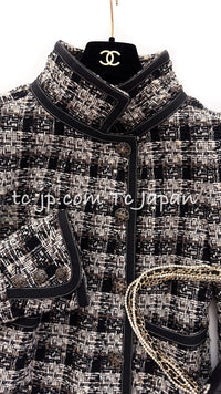 CHANEL 08A Black Brown Wool Stand Collar Tweed Jacket 34 シャネル ブラック ブラウン ウール スタンドカラー ツイード ジャケット 即発