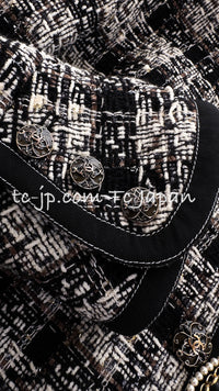 CHANEL 08A Black Brown Wool Stand Collar Tweed Jacket 34 シャネル ブラック ブラウン ウール スタンドカラー ツイード ジャケット 即発
