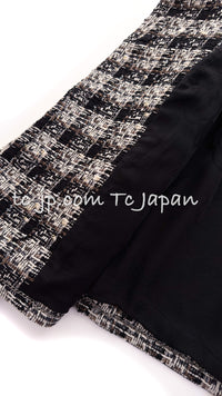 CHANEL 08A Black Brown Wool Stand Collar Tweed Jacket 34 シャネル ブラック ブラウン ウール スタンドカラー ツイード ジャケット 即発
