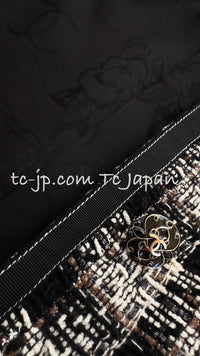 CHANEL 08A Black Brown Wool Stand Collar Tweed Jacket 34 シャネル ブラック ブラウン ウール スタンドカラー ツイード ジャケット 即発