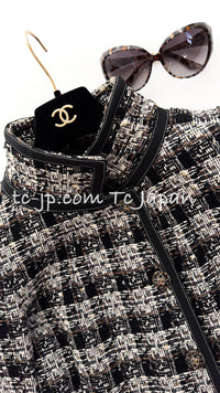 CHANEL 08A Black Brown Wool Stand Collar Tweed Jacket 34 シャネル ブラック ブラウン ウール スタンドカラー ツイード ジャケット 即発
