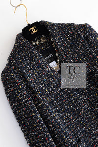 CHANEL 15A Black Multicolor Cotton Zipper Fantasy Tweed Jacket 40 シャネル ブラック マルチカラー コットン ジッパー ファンタジー ツイード ジャケット 即発