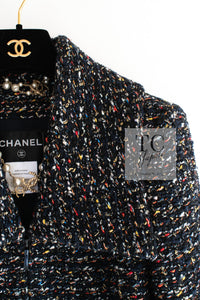 CHANEL 15A Black Multicolor Cotton Zipper Fantasy Tweed Jacket 40 シャネル ブラック マルチカラー コットン ジッパー ファンタジー ツイード ジャケット 即発