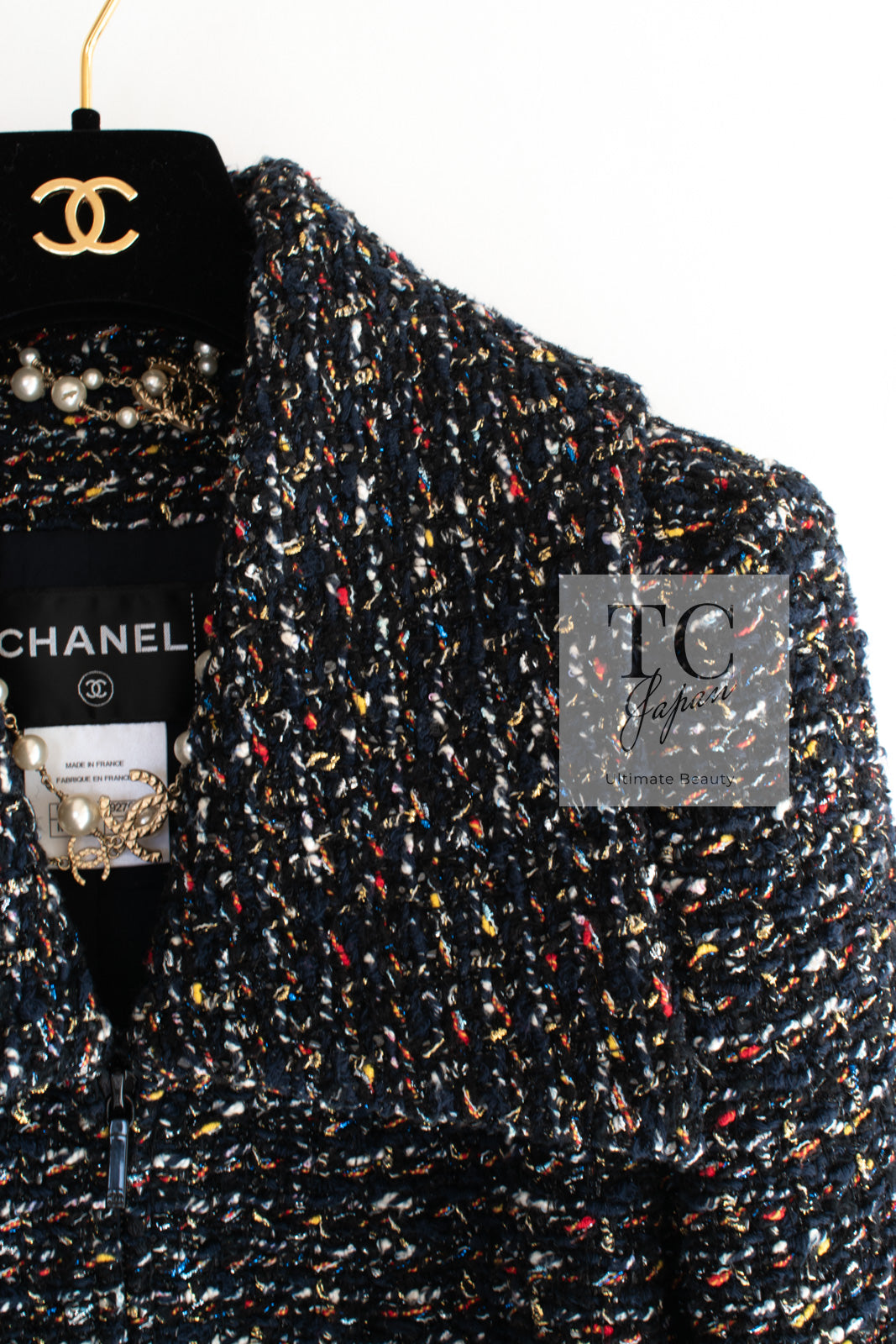 CHANEL 15A Black Multicolor Cotton Zipper Fantasy Tweed Jacket 40 シャネル ブラック マルチカラー コットン ジッパー ファンタジー ツイード ジャケット 即発