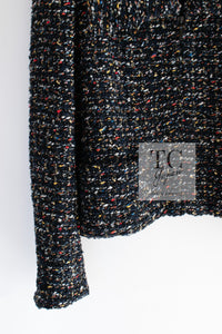 CHANEL 15A Black Multicolor Cotton Zipper Fantasy Tweed Jacket 40 シャネル ブラック マルチカラー コットン ジッパー ファンタジー ツイード ジャケット 即発