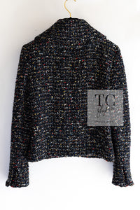CHANEL 15A Black Multicolor Cotton Zipper Fantasy Tweed Jacket 40 シャネル ブラック マルチカラー コットン ジッパー ファンタジー ツイード ジャケット 即発
