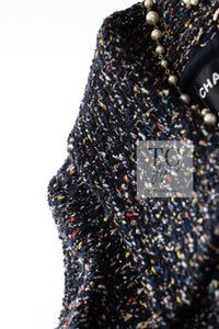CHANEL 15A Black Multicolor Cotton Zipper Fantasy Tweed Jacket 40 シャネル ブラック マルチカラー コットン ジッパー ファンタジー ツイード ジャケット 即発