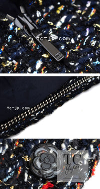 CHANEL 15A Black Multicolor Cotton Zipper Fantasy Tweed Jacket 40 シャネル ブラック マルチカラー コットン ジッパー ファンタジー ツイード ジャケット 即発