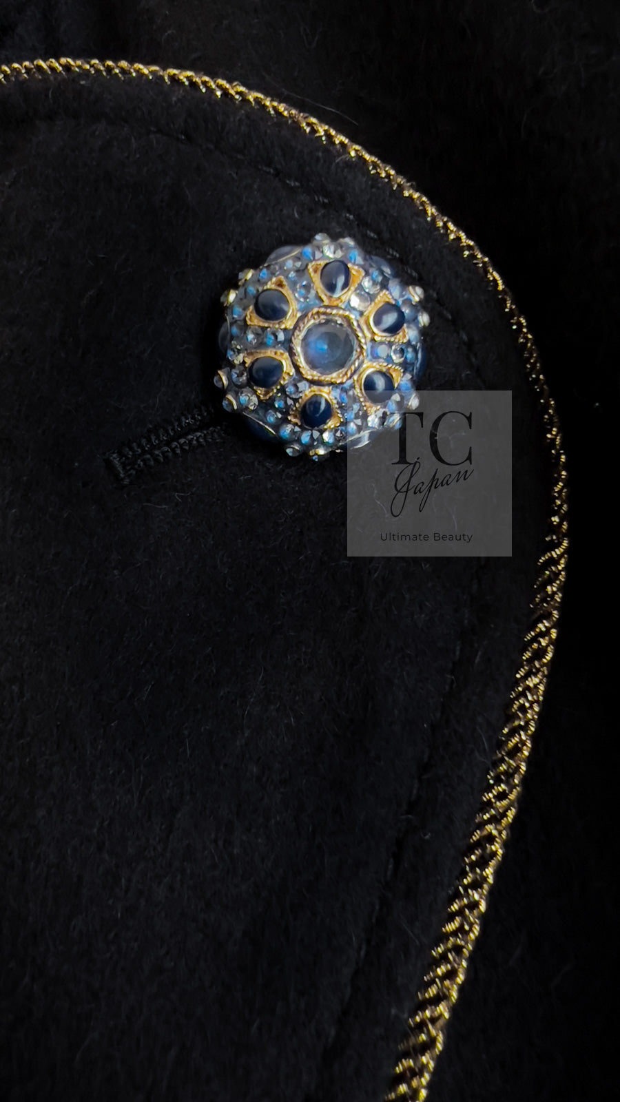 CHANEL 15PF Salzburg Black Wool Coat Gripoix Buttons 38 シャネル ザルツブルグ ブラック ウール コート グリポワ宝石ボタン 即発
