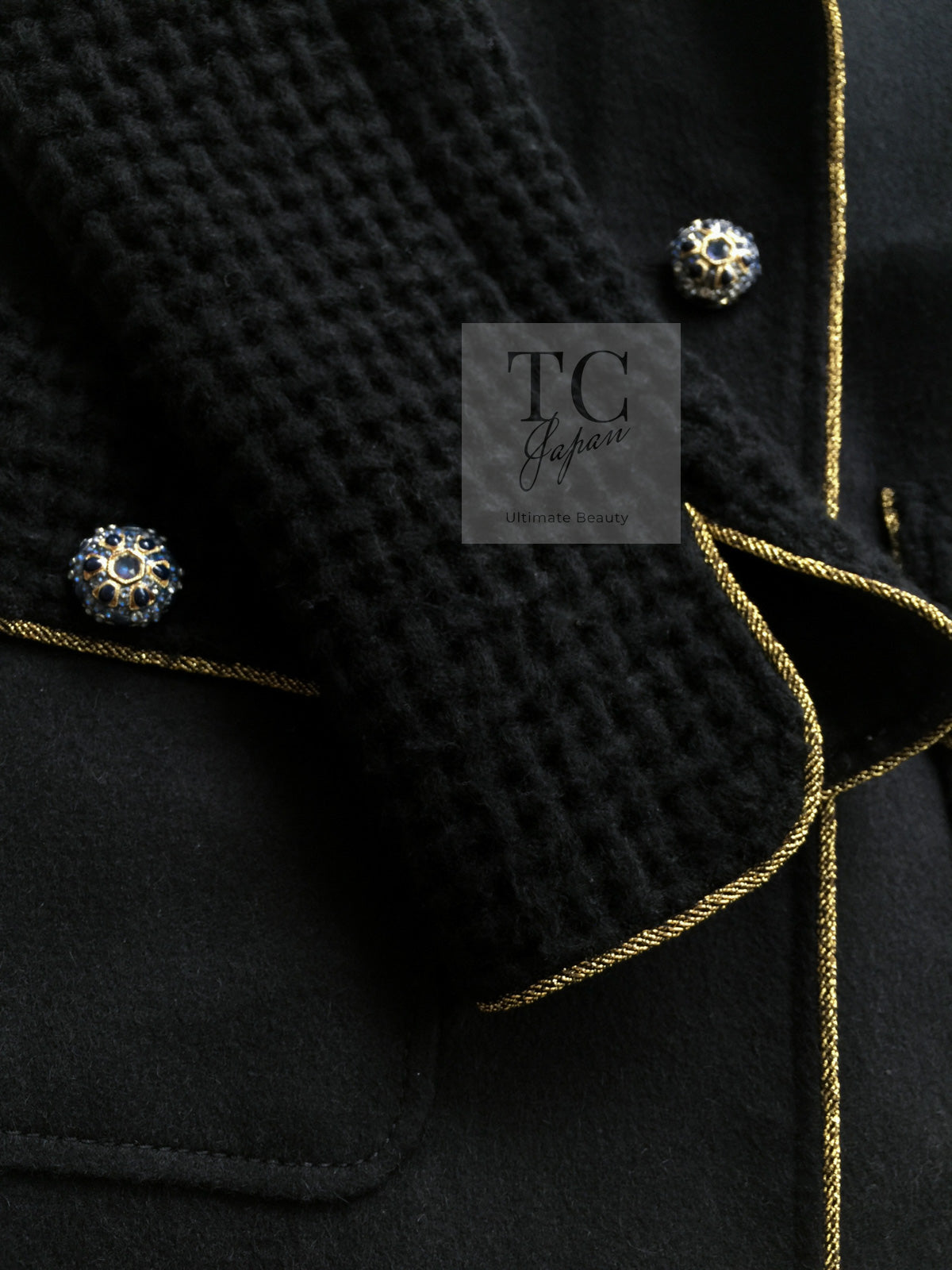 CHANEL 15PF Salzburg Black Wool Coat Gripoix Buttons 38 シャネル ザルツブルグ ブラック ウール コート グリポワ宝石ボタン 即発