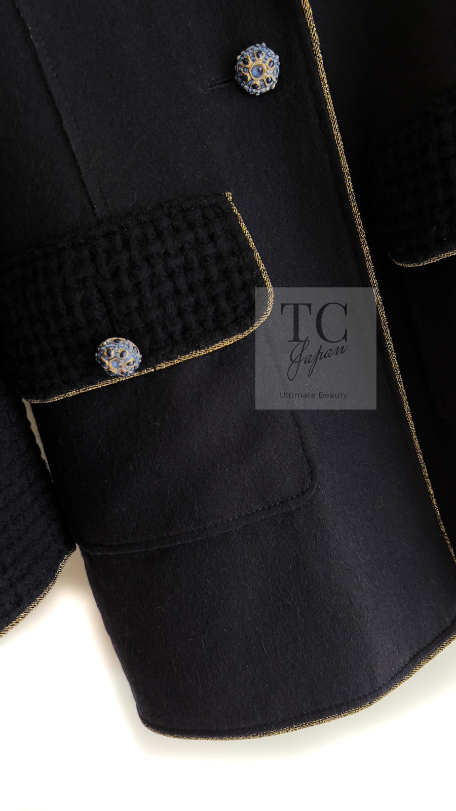 CHANEL 15PF Salzburg Black Wool Coat Gripoix Buttons 38 シャネル ザルツブルグ ブラック ウール コート グリポワ宝石ボタン 即発
