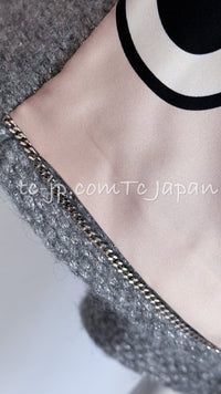 CHANEL 21B Gray Silver Wool Alpaca Blouson Duffel Coat 36 38 シャネル グレー シルバー ウール アルパカ ブルゾン ダッフル コート 即発