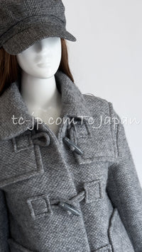 CHANEL 21B Gray Silver Wool Alpaca Blouson Duffel Coat 36 38 42 44 46 シャネル グレー シルバー ウール アルパカ ブルゾン ダッフル コート 即発