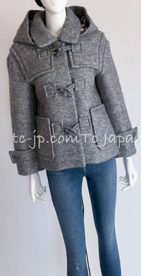 CHANEL 21B Gray Silver Wool Alpaca Blouson Duffel Coat 36 38 42 44 46 シャネル グレー シルバー ウール アルパカ ブルゾン ダッフル コート 即発