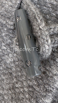 CHANEL 21B Gray Silver Wool Alpaca Blouson Duffel Coat 36 38 シャネル グレー シルバー ウール アルパカ ブルゾン ダッフル コート 即発