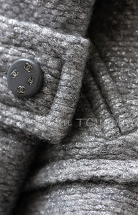 CHANEL 21B Gray Silver Wool Alpaca Blouson Duffel Coat 36 38 42 44 46 シャネル グレー シルバー ウール アルパカ ブルゾン ダッフル コート 即発