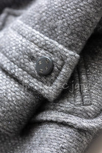 CHANEL 21B Gray Silver Wool Alpaca Blouson Duffel Coat 36 38 42 44 46 シャネル グレー シルバー ウール アルパカ ブルゾン ダッフル コート 即発