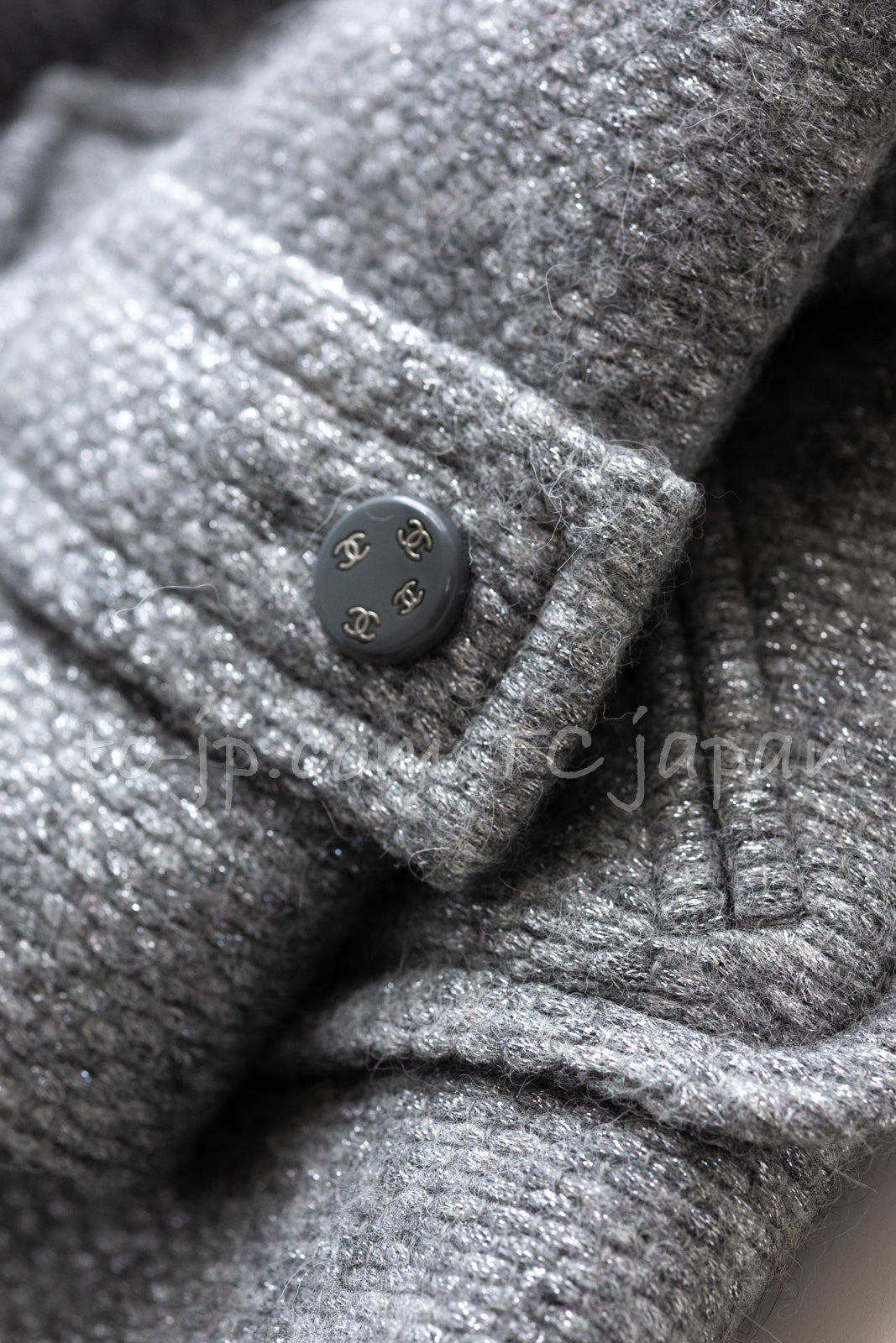 CHANEL 21B Gray Silver Wool Alpaca Blouson Duffel Coat 36 38 42 44 46 シャネル グレー シルバー ウール アルパカ ブルゾン ダッフル コート 即発