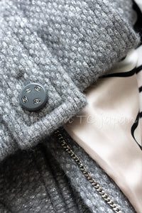 CHANEL 21B Gray Silver Wool Alpaca Blouson Duffel Coat 36 38 42 44 46 シャネル グレー シルバー ウール アルパカ ブルゾン ダッフル コート 即発