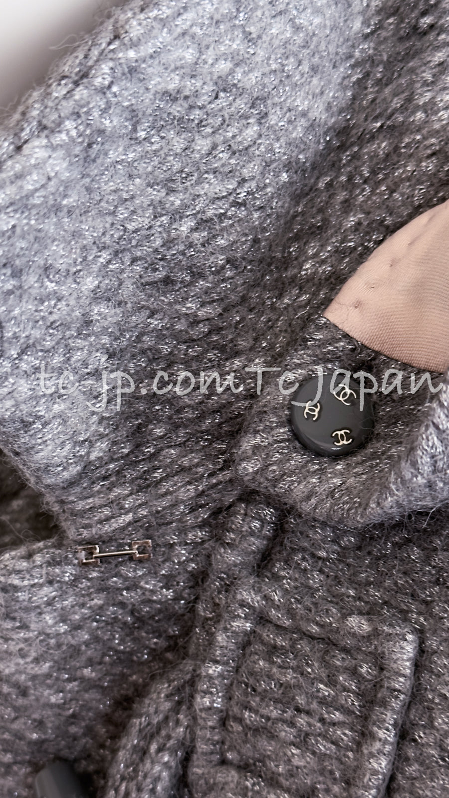 CHANEL 21B Gray Silver Wool Alpaca Blouson Duffel Coat 36 38 42 44 46 シャネル グレー シルバー ウール アルパカ ブルゾン ダッフル コート 即発
