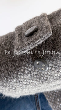 CHANEL 21B Gray Silver Wool Alpaca Blouson Duffel Coat 36 38 42 44 46 シャネル グレー シルバー ウール アルパカ ブルゾン ダッフル コート 即発