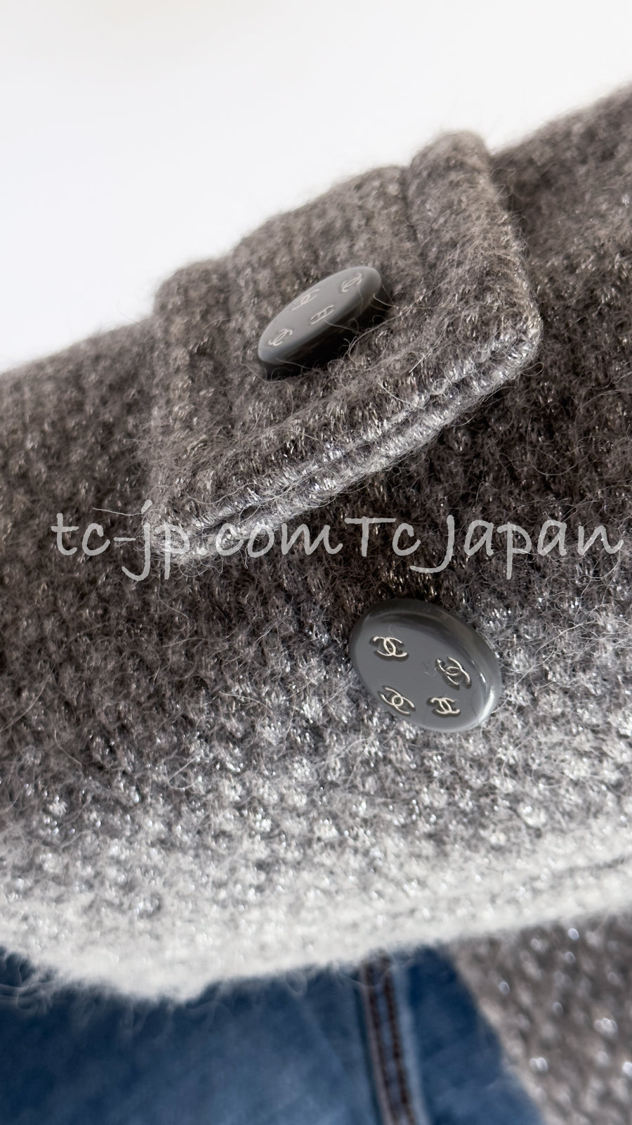 CHANEL 21B Gray Silver Wool Alpaca Blouson Duffel Coat 36 38 42 44 46 シャネル グレー シルバー ウール アルパカ ブルゾン ダッフル コート 即発