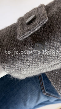 CHANEL 21B Gray Silver Wool Alpaca Blouson Duffel Coat 36 38 42 44 46 シャネル グレー シルバー ウール アルパカ ブルゾン ダッフル コート 即発
