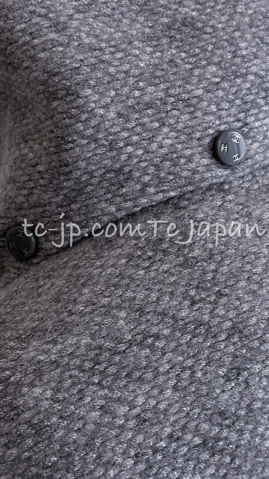 CHANEL 21B Gray Silver Wool Alpaca Blouson Duffel Coat 36 38 42 44 46 シャネル グレー シルバー ウール アルパカ ブルゾン ダッフル コート 即発