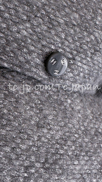 CHANEL 21B Gray Silver Wool Alpaca Blouson Duffel Coat 36 38 シャネル グレー シルバー ウール アルパカ ブルゾン ダッフル コート 即発