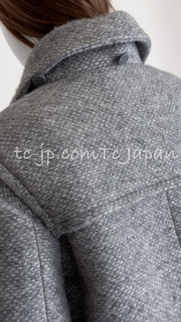 CHANEL 21B Gray Silver Wool Alpaca Blouson Duffel Coat 36 38 42 44 46 シャネル グレー シルバー ウール アルパカ ブルゾン ダッフル コート 即発