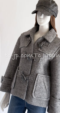 CHANEL 21B Gray Silver Wool Alpaca Blouson Duffel Coat 36 38 42 44 46 シャネル グレー シルバー ウール アルパカ ブルゾン ダッフル コート 即発
