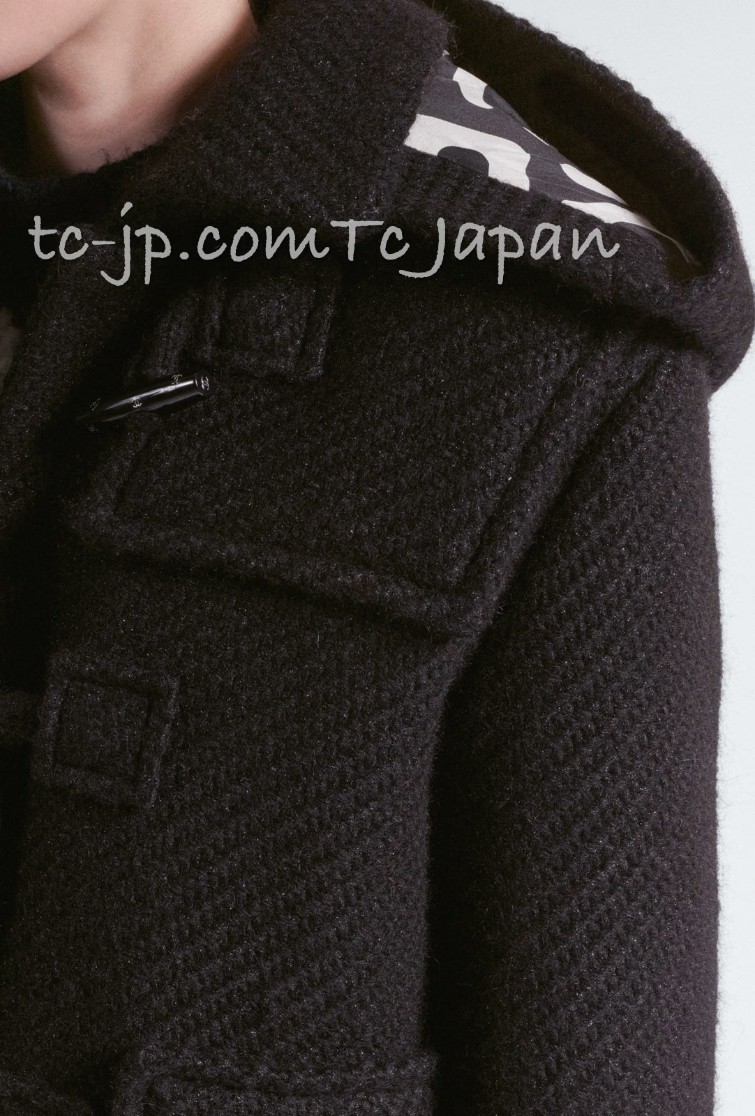 CHANEL 21B Gray Silver Wool Alpaca Blouson Duffel Coat 36 38 42 44 46 シャネル グレー シルバー ウール アルパカ ブルゾン ダッフル コート 即発