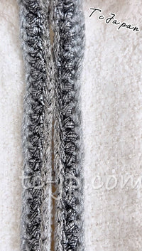 CHANEL 20S White Wool Cotton Braid Trim Beaded Tweed Jacket Coat 34 シャネル ジニー着 ホワイト ウール コットン ブレード トリム ビーズ ツイード ジャケット コート 即発