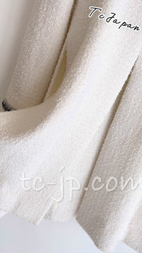 CHANEL 20S White Wool Cotton Braid Trim Beaded Tweed Jacket Coat 34 シャネル ジニー着 ホワイト ウール コットン ブレード トリム ビーズ ツイード ジャケット コート 即発