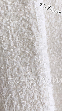CHANEL 20S White Wool Cotton Braid Trim Beaded Tweed Jacket Coat 34 シャネル ジニー着 ホワイト ウール コットン ブレード トリム ビーズ ツイード ジャケット コート 即発