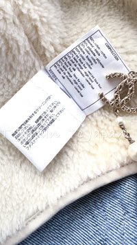 CHANEL 19PF Blue Denim Double Jacket Coat 34 36 38 シャネル ブルー デニム ボア襟 ジャケット コート 即発