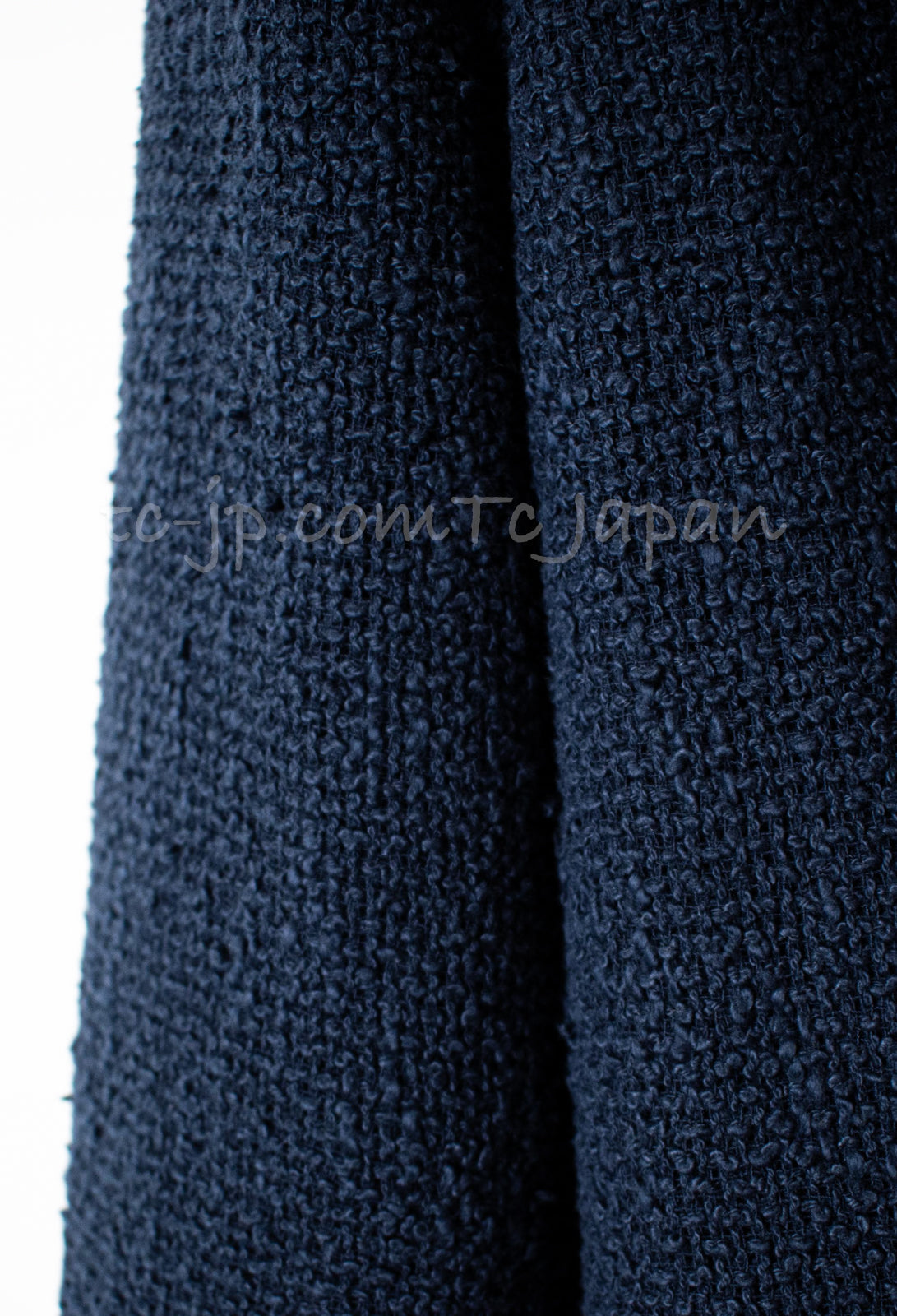CHANEL 16S Navy Black Leather Collar Tweed Coat 36 42 シャネル ネイビー ブラック レザー襟 ツイード コート 即発