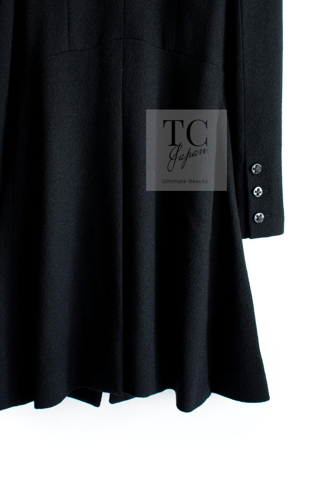 CHANEL 06A Black Wool Tweed Coat 34 36 38 シャネル ブラック ウール ツイード コート ラインストーン ビジュー ボタン即発