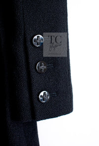 CHANEL 06A Black Wool Tweed Coat 34 36 38 シャネル ブラック ウール ツイード コート ラインストーン ビジュー ボタン即発