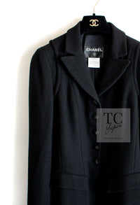 CHANEL 06A Black Wool Tweed Coat 34 36 38 シャネル ブラック ウール ツイード コート ラインストーン ビジュー ボタン即発