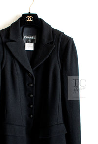 CHANEL 06A Black Wool Tweed Coat 34 36 38 シャネル ブラック ウール ツイード コート ラインストーン ビジュー ボタン即発