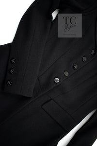 CHANEL 06A Black Wool Tweed Coat 34 36 38 シャネル ブラック ウール ツイード コート ラインストーン ビジュー ボタン即発