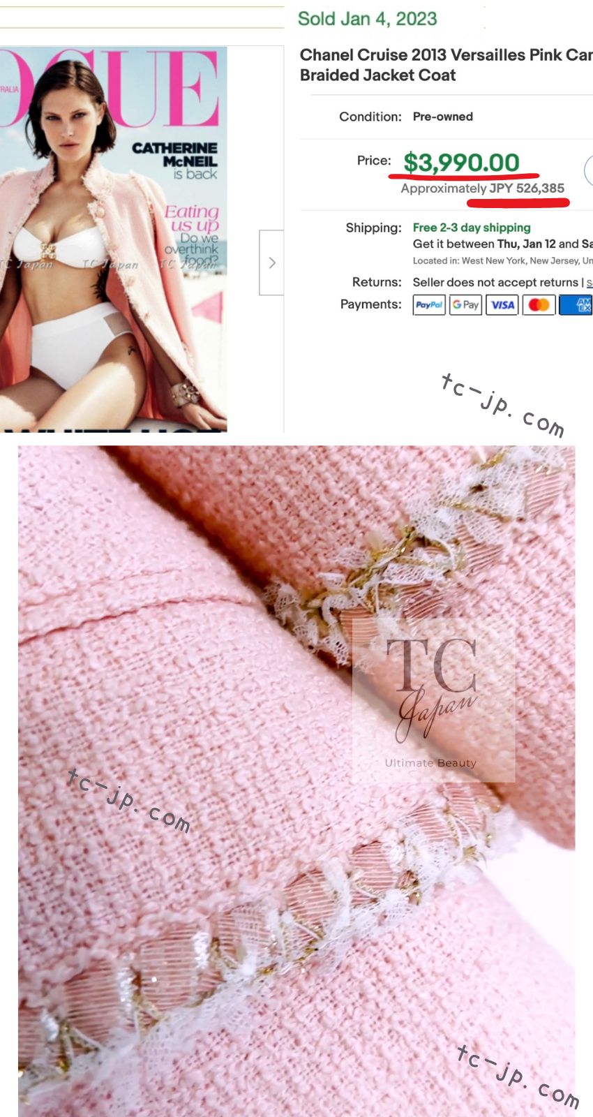 CHANEL 13C Pink Trim Stand Collar Cotton Jacket Coat Cloisonne CC Button 34 36 シャネル ピンク スタンドカラー コットン ジャケット コート 七宝焼 CCボタン 即発