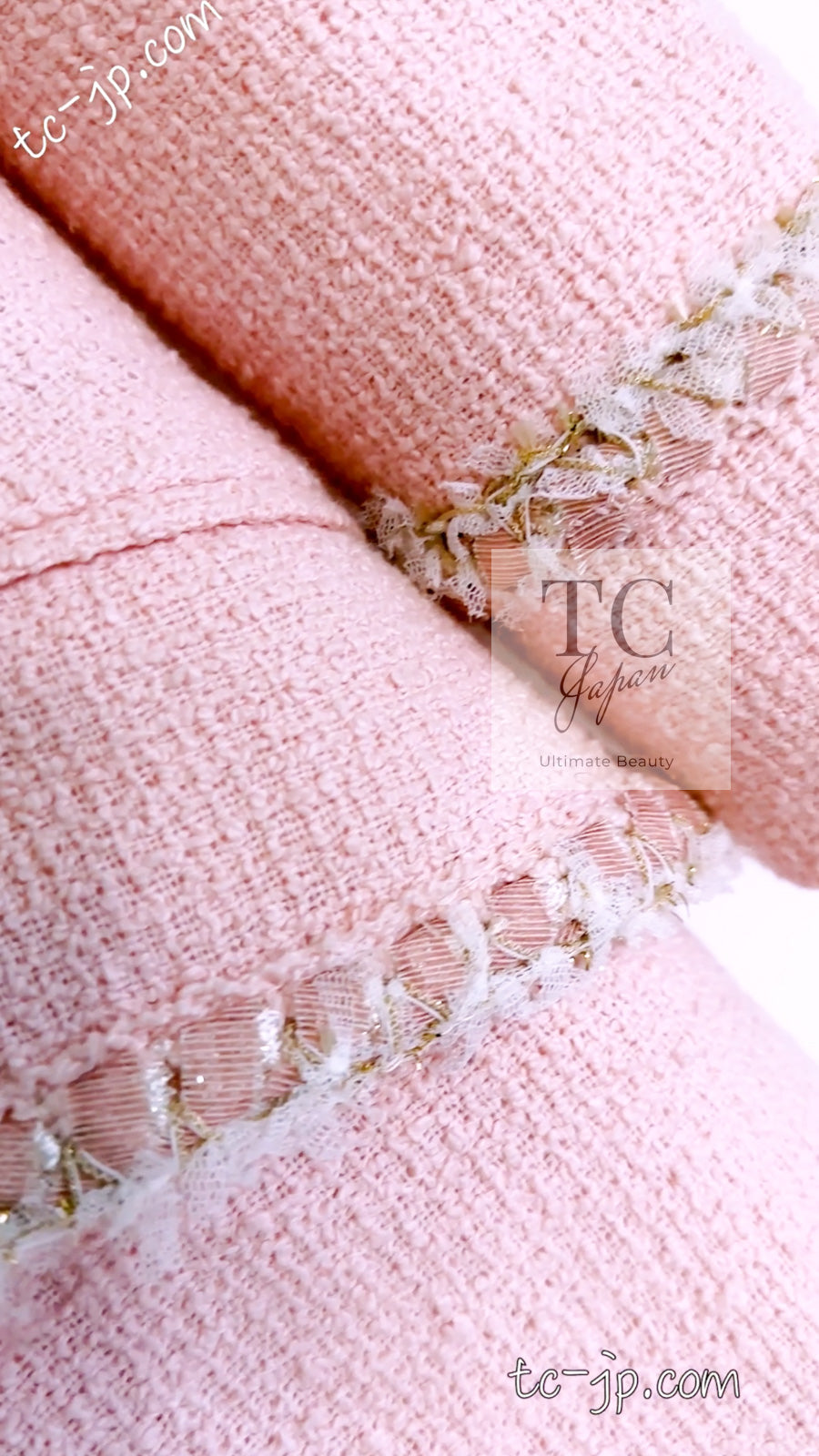 CHANEL 13C Pink Trim Stand Collar Cotton Jacket Coat Cloisonne CC Button 34 36 シャネル ピンク スタンドカラー コットン ジャケット コート 七宝焼 CCボタン 即発